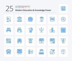 educação moderna e poder de conhecimento pacote de ícones de 25 cores azuis, incluindo lição. Educação. matemática . on-line. mouse vetor