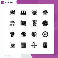 16 ícones criativos sinais modernos e símbolos de proteção dinheiro café da manhã seguro nuvem elementos de design vetoriais editáveis vetor