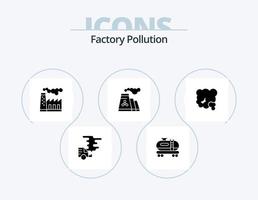 pacote de ícones de glifos de poluição de fábrica 5 design de ícones. . poluição pm. fábrica. ambiente. ar vetor