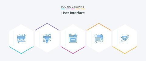 interface do usuário 25 pacote de ícones azul, incluindo . sem fio. página. Wi-fi. mensagem vetor