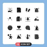 pacote de interface do usuário de 16 glifos sólidos básicos do pacote do instagram pacote de natal elementos de design de vetores editáveis de ano novo