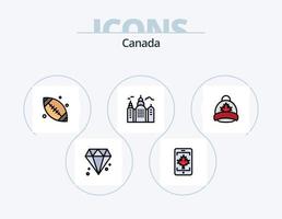 Linha do Canadá cheia de ícones do pacote 5 design de ícones. mosca. Canadá. Chapéu de Chef. copo. garrafa vetor