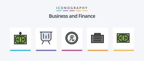 linha de finanças cheia de 5 ícones, incluindo dinheiro. comércio. torta. o negócio. atuação. design de ícones criativos vetor