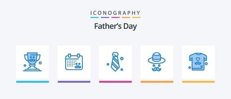 pacote de ícones do dia dos pais azul 5, incluindo o pai. pais. traje. dia. avatar. design de ícones criativos vetor