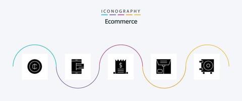 pacote de ícones de glifo 5 de comércio eletrônico, incluindo dinheiro. pacote. pagar. e. venda vetor