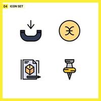 4 ícones criativos sinais modernos e símbolos de símbolos de peixes de lápis de chamada educação elementos de design de vetores editáveis