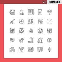 pacote de ícones de vetores de estoque de 25 sinais e símbolos de linha para produtos de negócios de tecnologia de engrenagem elementos de design de vetores editáveis