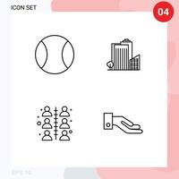 conceito de 4 linhas para sites móveis e aplicativos bola relacionamento edifício torre trabalho editável elementos de design vetorial vetor