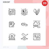 conjunto de 9 sinais de símbolos de ícones de interface do usuário modernos para relatório de dinheiro de formulário de papel elementos de design de vetores editáveis de coelho