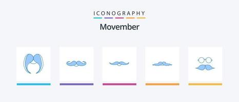 pacote de ícones movember blue 5 incluindo . óculos... design de ícones criativos vetor