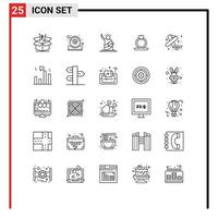25 ícones criativos sinais modernos e símbolos de consciência coração webcam anel estátua elementos de design vetoriais editáveis vetor