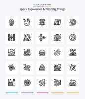 exploração criativa do espaço e as próximas grandes coisas 25 pacote de ícones de contorno, como inteligente. Autônomo. espaço. artificial. criogenia vetor