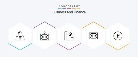 financiar pacote de ícones de 25 linhas, incluindo negócios. finança. Barra. dinheiro. finança vetor