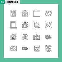 pacote de interface do usuário de 16 contornos básicos de elementos de design de vetor editável de quarto de casa de coco doméstico de dinheiro