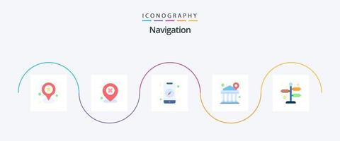 pacote de ícones de navegação plana 5, incluindo . instruções. direção. Setas; flechas. finança vetor