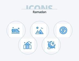 design de ícone do pacote de 5 ícones do ramadã azul. jejum. Egito. muçulmano. deserto. arábia vetor