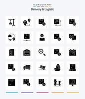 entrega criativa e pacote logístico de ícones pretos sólidos de 25 glifos, como mercadorias. caixa. mapa. envio. produtos vetor