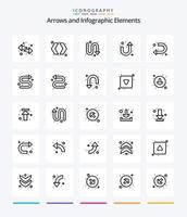 pacote de ícones de contorno de seta criativa 25, como indicador. Setas; flechas. flecha. deixei. o sinal vetor