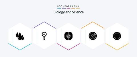 pacote de ícones de 25 glifos de biologia, incluindo germe. bactéria. laboratório. laboratório. célula vetor