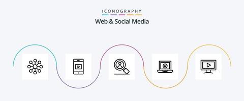 pacote de ícones da linha 5 da web e mídia social, incluindo . coração . computador portátil . vetor