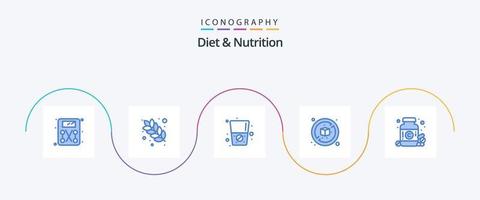 pacote de ícones azul 5 de dieta e nutrição, incluindo . medicina. agua. medicamento. caixa vetor