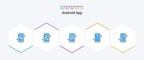 pacote de ícones azul do aplicativo Android 25, incluindo chamada. vídeo móvel. aplicativo. mídia móvel. mensagem vetor