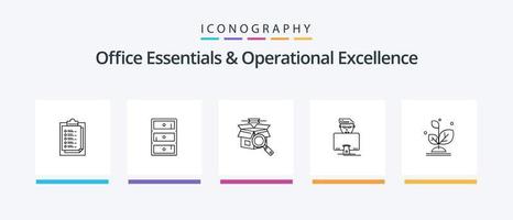 fundamentos do escritório e pacote de ícones da linha 5 de excelência operacional, incluindo palestras. comentários. lâmpada. bolhas. idéia. design de ícones criativos vetor