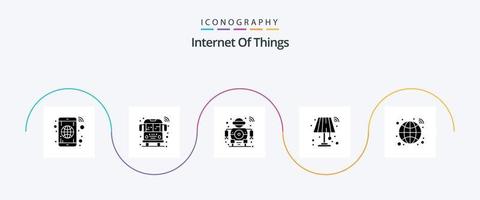 internet das coisas pacote de ícones glifo 5 incluindo globo. claro. futuro. luminária. tecnologia vetor