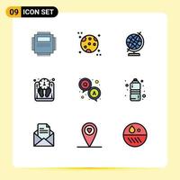 9 ícones criativos, sinais modernos e símbolos de pergunta, resposta, educação, escala, elementos de design de vetores editáveis em massa
