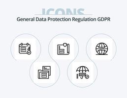 design de ícones do pacote de 5 ícones da linha GDPR. comissão. segurança. projeto. dados. segurança vetor