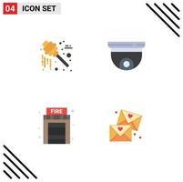 4 pacote de ícones planos de interface de usuário de sinais e símbolos modernos de elementos de design de vetores editáveis de casa de telhado de ação de graças de fogo de mel