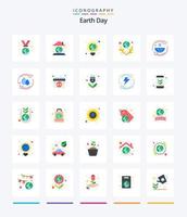 pacote de ícones planos criativos do dia da terra 25, como proteção. Salve . eco. planeta. terra vetor
