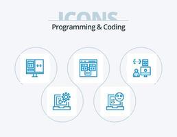 programação e codificação de design de ícones do pacote de ícones azuis 5. codificação. aplicativo. desenvolvimento. desenvolvimento. computador vetor