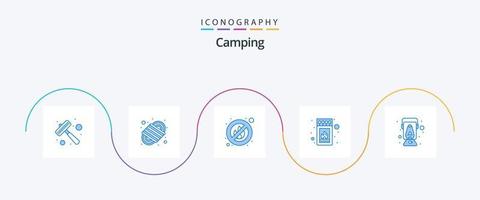 pacote de ícones de acampamento azul 5, incluindo óleo. luminária. fogo. grudar. fogo vetor