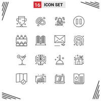 grupo de símbolos de ícone universal de 16 contornos modernos de reunião, pausa, anel de noivado, círculo, amor, elementos de design de vetores editáveis