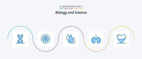 pacote de ícones de biologia azul 5, incluindo respiração. anatomia. química. estudar. aprender vetor