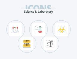 ciência plana icon pack 5 design de ícones. contaminação. Ciência. atração. laboratório. química vetor