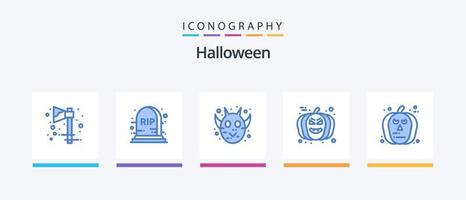 pacote de ícones do halloween blue 5 incluindo abóbora. cara. cara. avatar. dia das Bruxas. design de ícones criativos vetor
