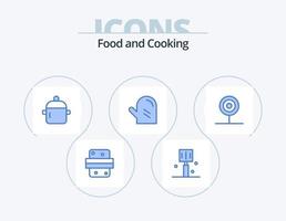 design de ícone do pacote de 5 ícones de comida azul. refeição. Comida. cozinha. beber. cozinha vetor