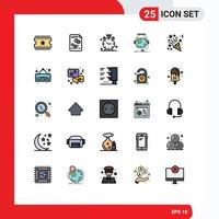 conjunto de 25 sinais de símbolos de ícones de interface do usuário modernos para alarme de aprendizagem on-line de natal consulta on-line elementos de design de vetores editáveis