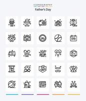 pacote de ícones de contorno do dia 25 dos pais criativos, como acessórios. pai. saco. Papai. cavalheiro vetor