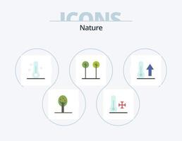 natureza plano ícone pack 5 design de ícones. . clima. folhas. termômetro. meteorologia vetor