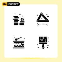 pacote de ícones de vetores de estoque de 4 sinais e símbolos de linha para elementos de design de vetores editáveis de pincel de estrada de moeda festival de dinheiro