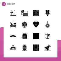 16 ícones criativos, sinais e símbolos modernos de elementos de design de vetores editáveis do usuário de tráfego da sociedade de transporte contrário
