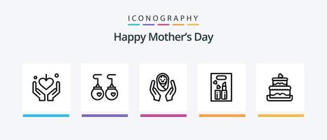 feliz dia das mães linha 5 pacote de ícones incluindo. mamãe. buggy. dia. dia. design de ícones criativos vetor