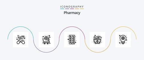 pacote de ícones da linha 5 de farmácia, incluindo . lâmpada elétrica. medicina. inovação. farmacia vetor