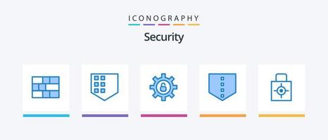 pacote de ícones de segurança azul 5, incluindo . alvo. definições. segurança. bloco de bloqueio. design de ícones criativos vetor