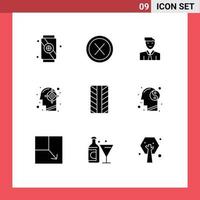 9 ícones criativos sinais modernos e símbolos de sucesso cabeça de homem humano avatar elementos de design de vetores editáveis