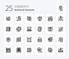 pacote de ícones de 25 linhas de negócios e trabalho em equipe, incluindo carreira. conceito. desconhecido. o crescimento do negócio. Estrela vetor