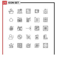 25 ícones criativos, sinais modernos e símbolos de caneta, bloco de notas, competição, nota, pasta de trabalho, elementos de design de vetores editáveis